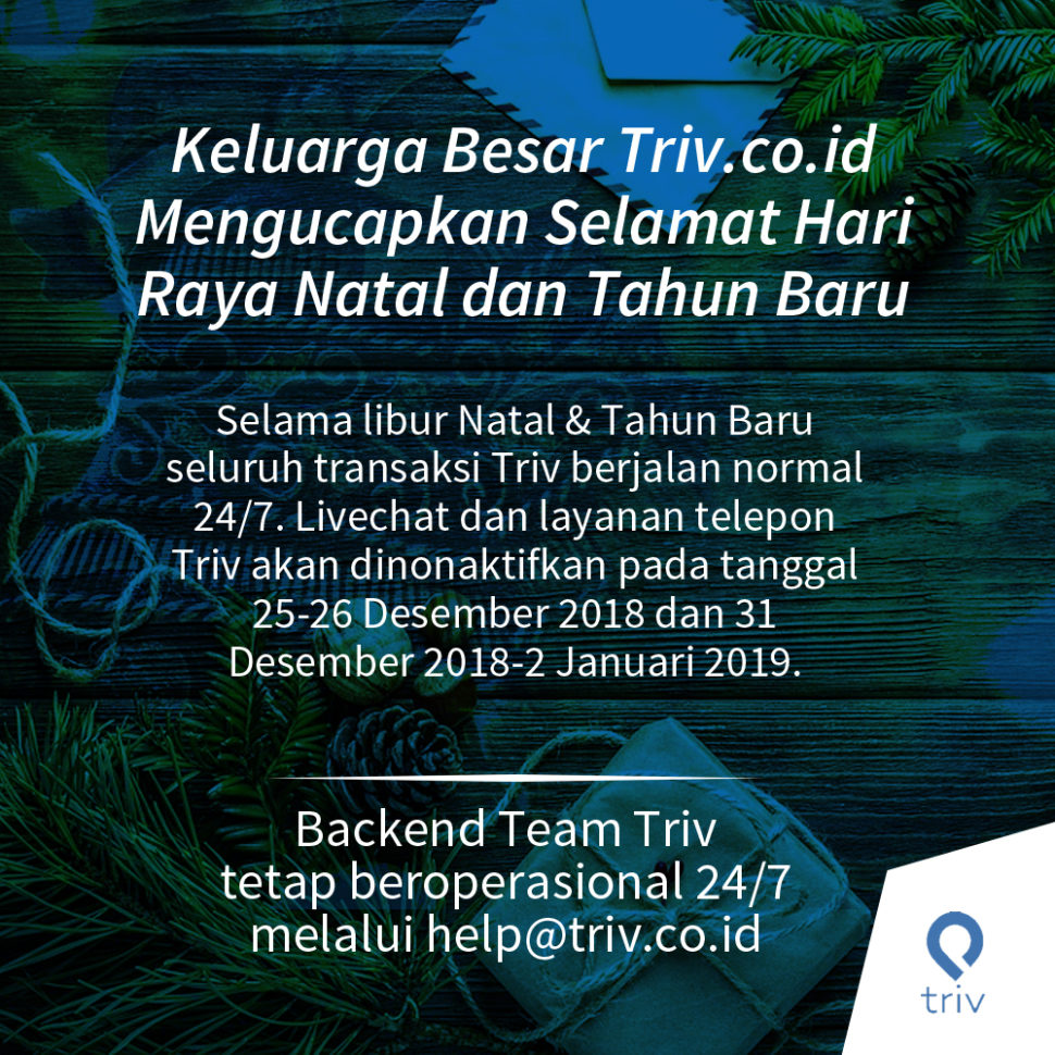 Selamat Natal & Tahun Baru Dan Pengumuman Libur Operasional - Triv Blog